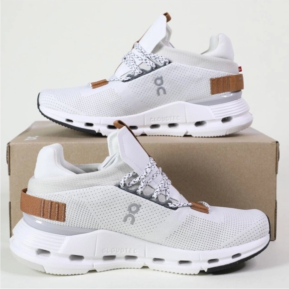 On Running Shoes - On Running Women's White and Brown Sneakers